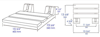 ALFI brand ABS16S 16" Wide Foldable Teak Shower Seat with Square Hardware