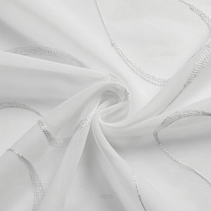 Elegant White Sheer Curtains with Embroidered Trellis Design