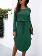 One-Shoulder Long Sleeve Midi Dress