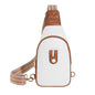 Leather Sling Bag for Women - Crossbody Fanny Pack, Adjustable Strap Chest Bag in Beige Brown