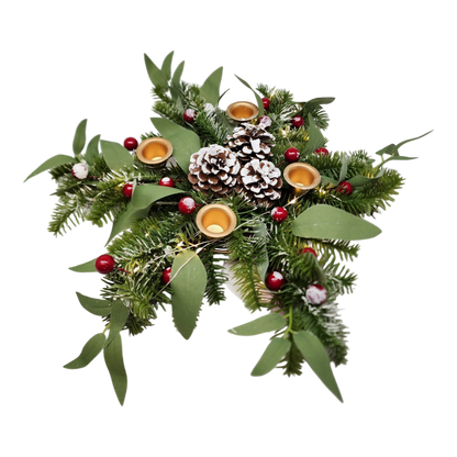 Lighted Candle Wreath - 18 Inch