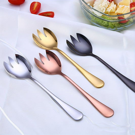 Elegant Gold Plated Stainless Steel Salad Fork  Spoon Set