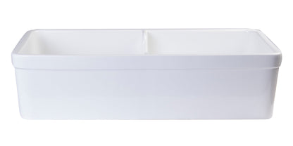 ALFI brand AB5123 AB5123-W White 32" Short Wall Double Bowl  Lip Apron Fireclay Farmhouse Kitchen Sink