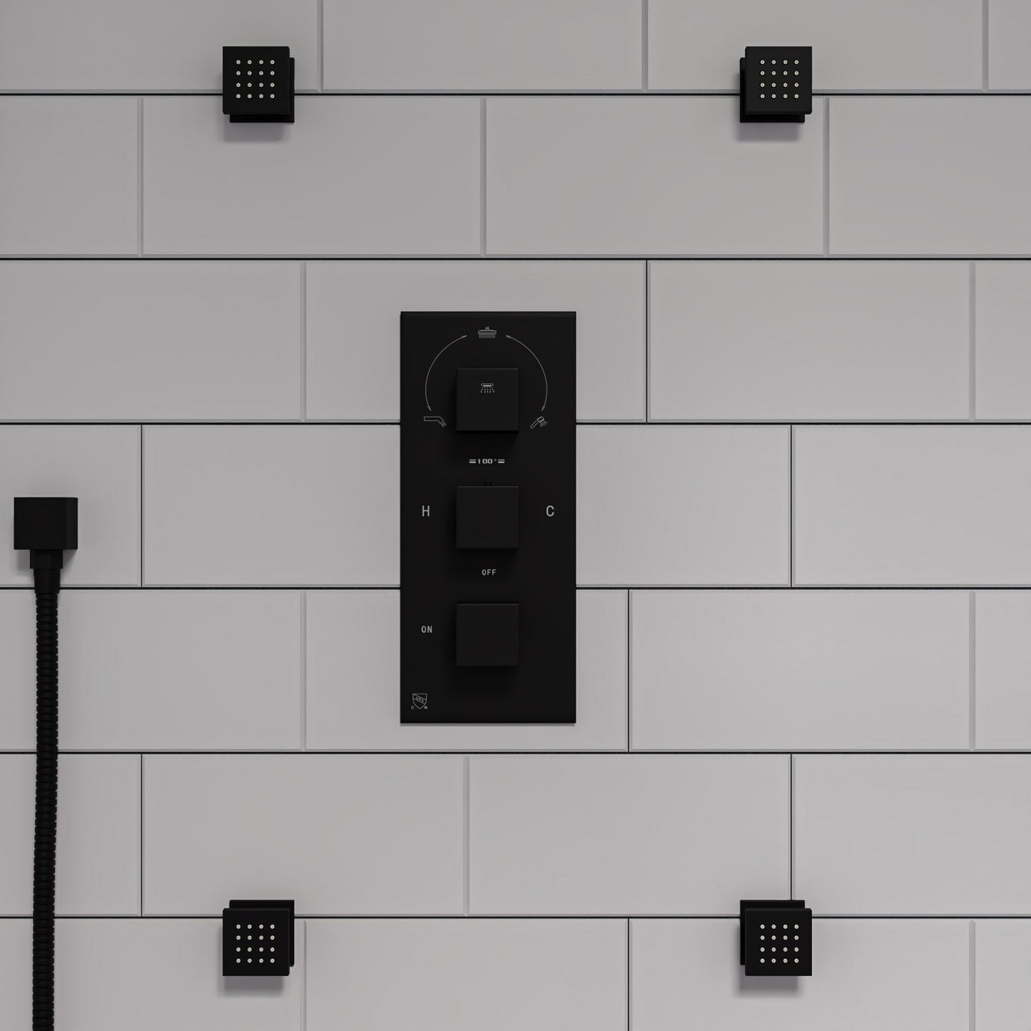 ALFI brand AB7606 Square Sliding Rail Hand Shower Set
