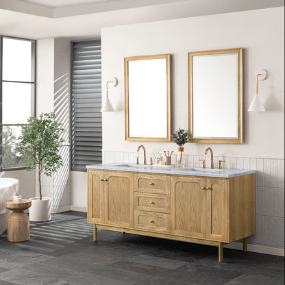 Laurent 72" Double Vanity Cabinet, Light Natural Oak