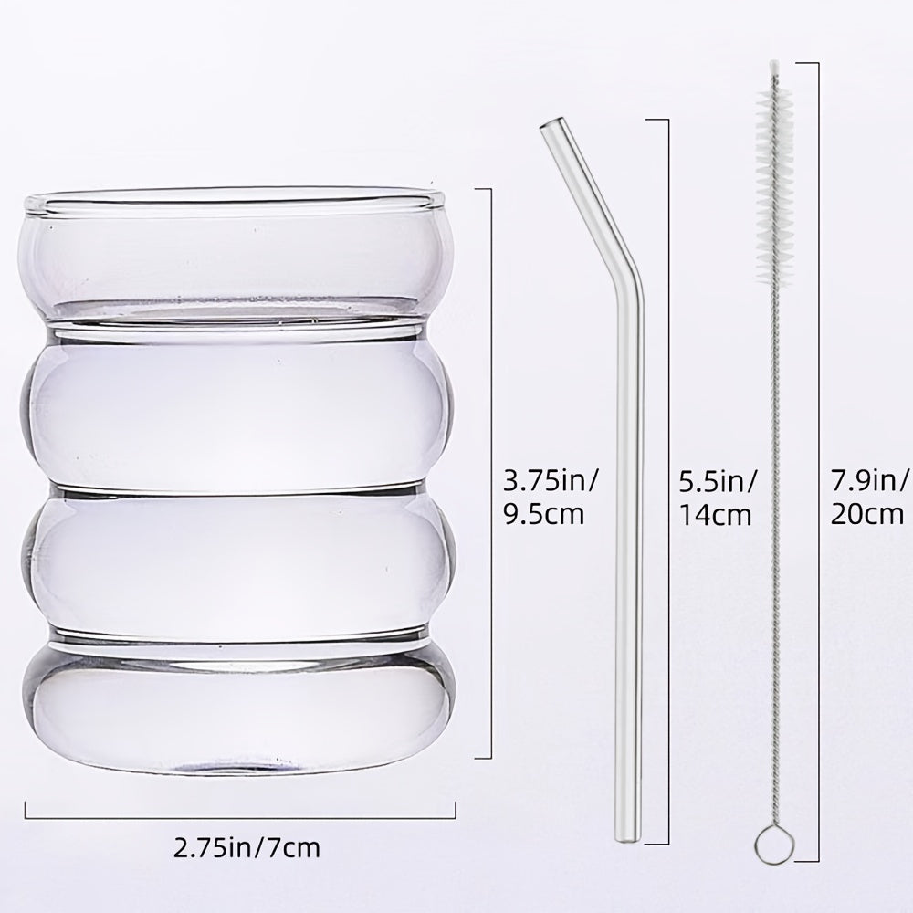 Set of 2 Cute 12oz Glass Cups with Accessories