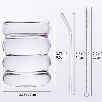 Set of 2 Cute 12oz Glass Cups with Accessories
