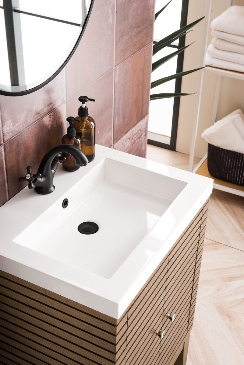 Linden 24" Single Vanity with White Glossy Composite Stone Top