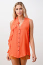 Sleeveless Button-Up Ruffle Blouse | Apparel | Kitchen + Metal