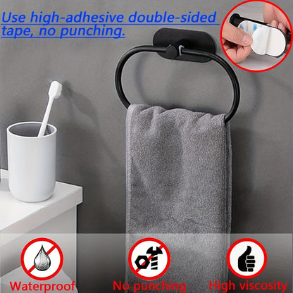 Sleek NoDrill Black Silver Towel Rack  Holder