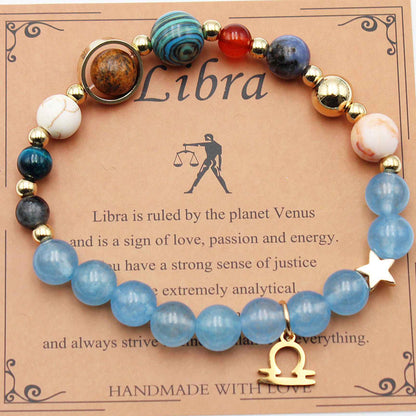 Twelve Constellations Bracelets - Natural Stone Beaded Bracelets with Eight Planet Designs