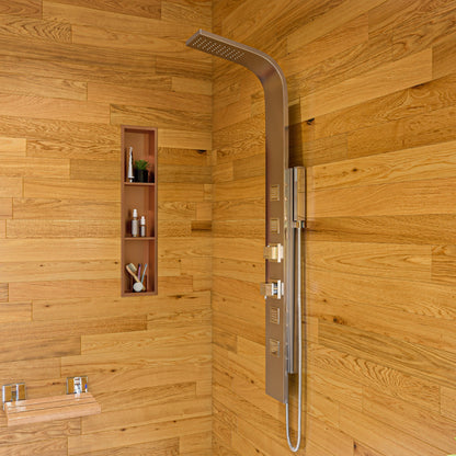 ALFI brand ABS16S 16" Wide Foldable Teak Shower Seat with Square Hardware