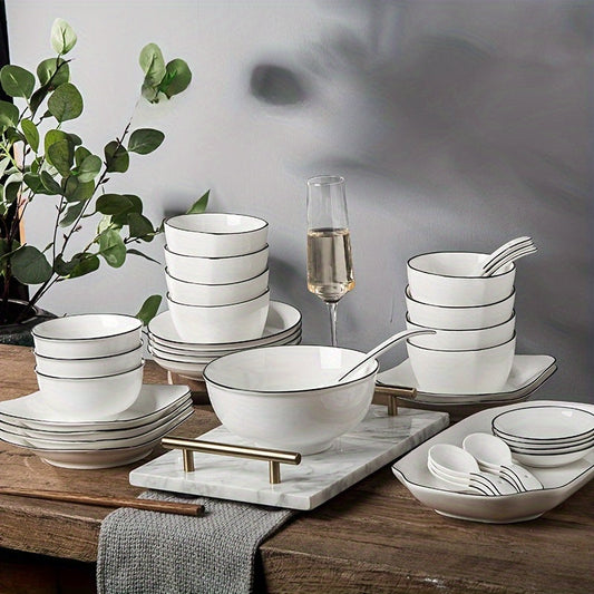 JapaneseStyle Ceramic Plate Set  Versatile Minimalist Elegance