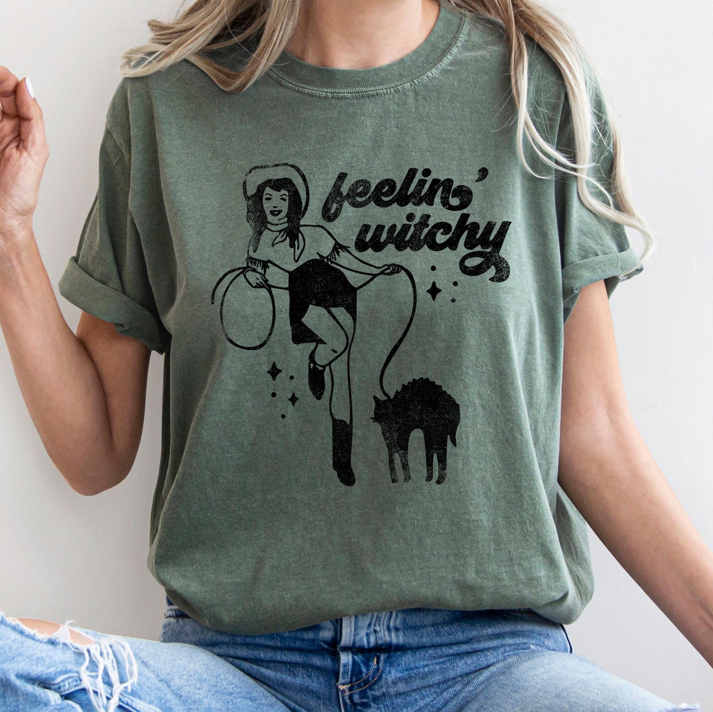 Feelin' Witchy Retro Halloween Comfort Colors Tshirt