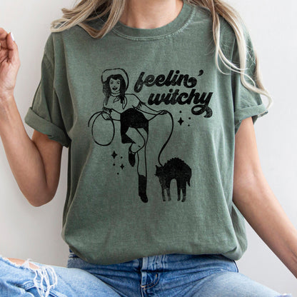 Feelin' Witchy Retro Halloween Comfort Colors Tshirt