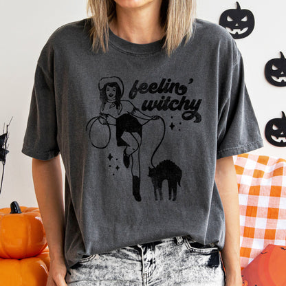 Feelin' Witchy Retro Halloween Comfort Colors Tshirt