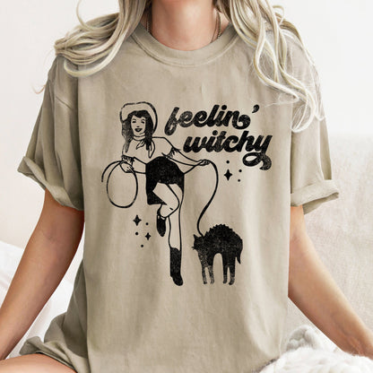 Feelin' Witchy Retro Halloween Comfort Colors Tshirt