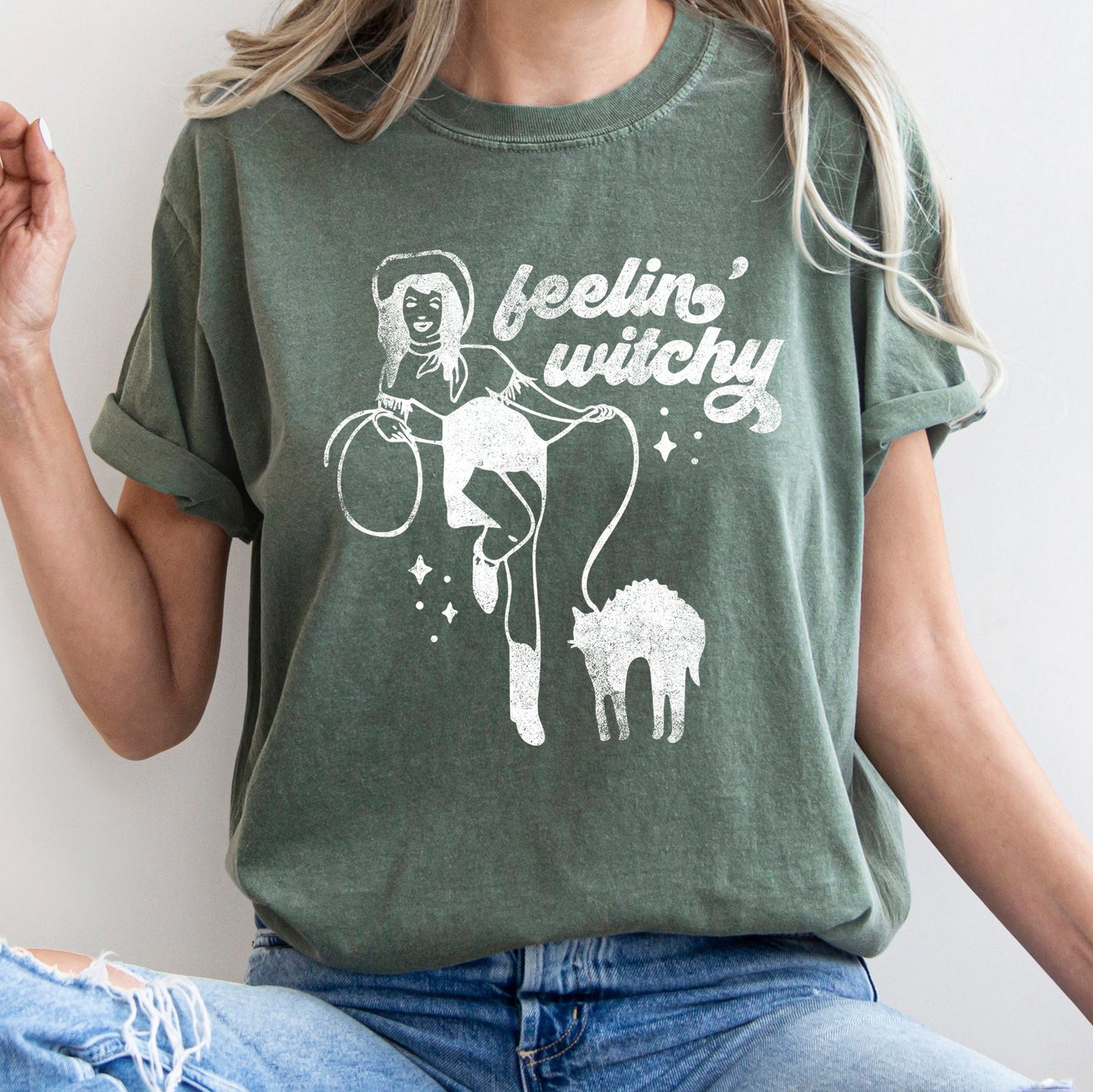 Feelin' Witchy Retro Halloween Comfort Colors Tshirt
