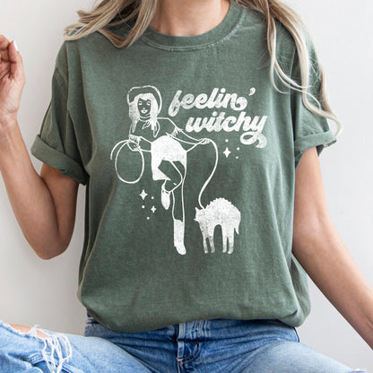 Feelin' Witchy Retro Halloween Comfort Colors Tshirt