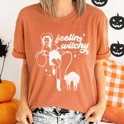 Feelin' Witchy Retro Halloween Comfort Colors Tshirt