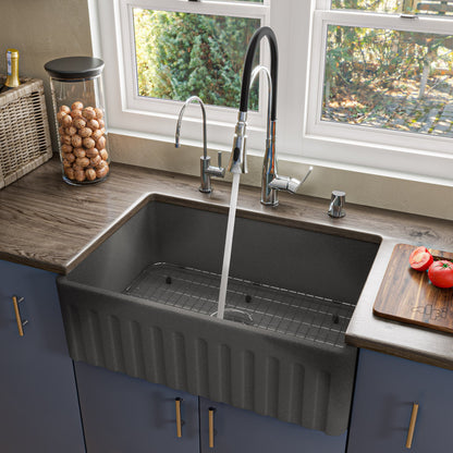 ALFI brand  ABCO3020SB Concrete Color 30 inch Reversible Single Fireclay Farmhouse Kitchen Sink