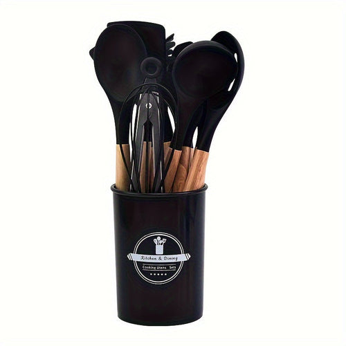 12Piece Grey Silicone Kitchen Utensil Set with Holder | Kitchen Accessories | Kitchen + Metal