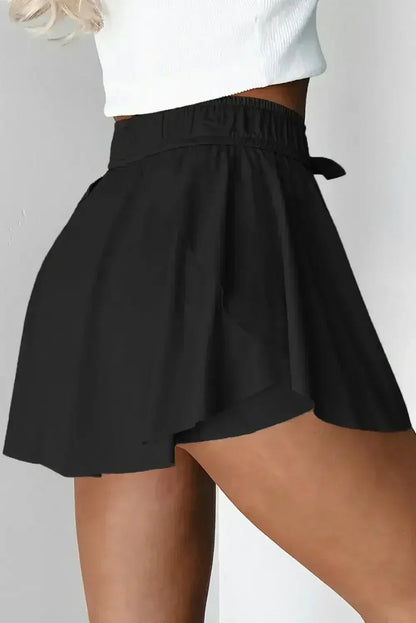 Light Green Drawstring High Waist Lined Tennis Skort