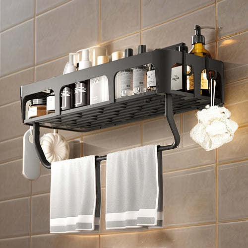 NoDrill WallMounted Bathroom Shelf with Toothbrush Holder
