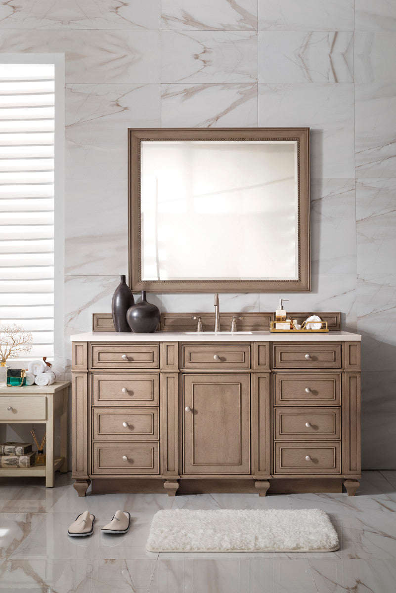 Bristol 60" Single Vanity Cabinet, Bright White