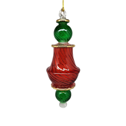 Egyptian Glass Two Tone Scalloped Vase Ornament