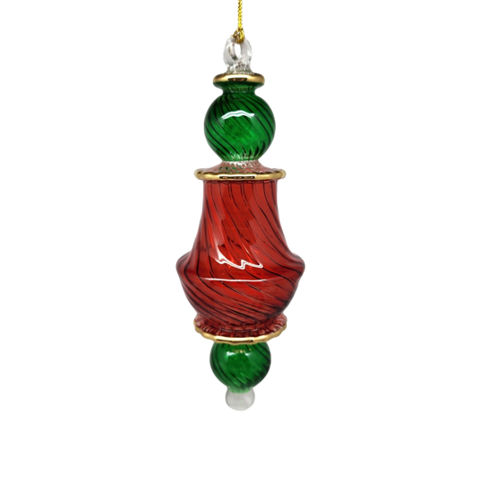 Egyptian Glass Two Tone Scalloped Vase Ornament
