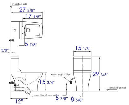 EAGO TB356 DUAL FLUSH ONE PIECE  HIGH EFFICIENCY LOW FLUSH CERAMIC TOILET