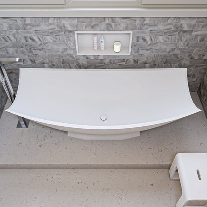 ALFI brand  AB9992 White Matte 71" Solid Surface Resin Free Standing Hammock Style Bathtub