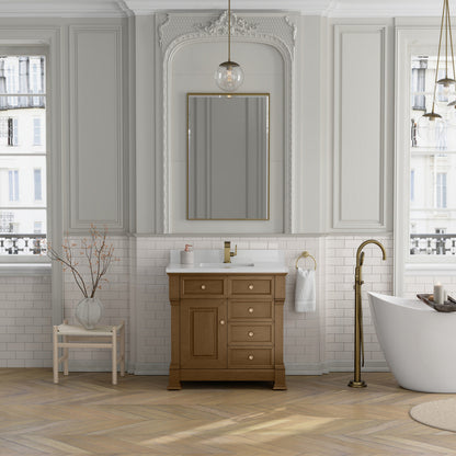 James Martin 547-V36 Brookfield 36” Single Vanity – Black Onyx / Honey Oak / Pearl Charcoal