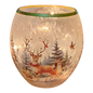 Frosted Glass Luminary Curved Edge - Forest Deer Scene