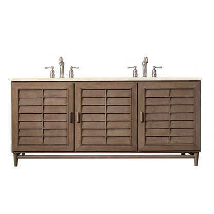 Portland 72" Double Vanity Cabinet, Whitewashed Walnut