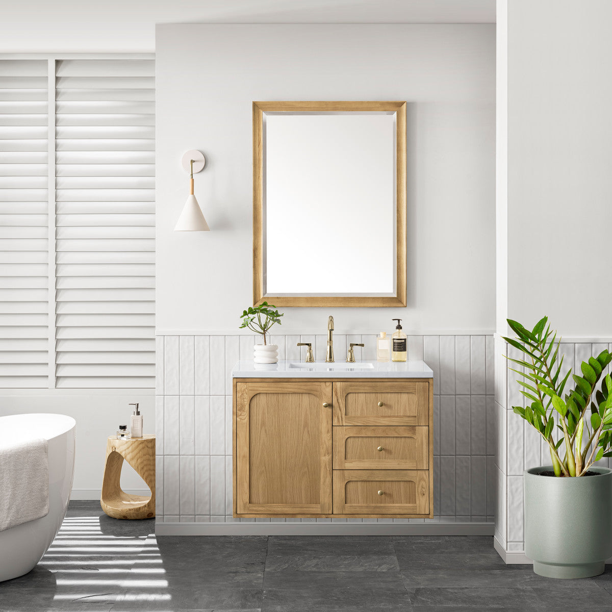 Laurent 36" Single Vanity Cabinet, Light Natural Oak