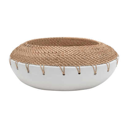Benton Terracotta Planter with Hand-Woven Rattan Stitching