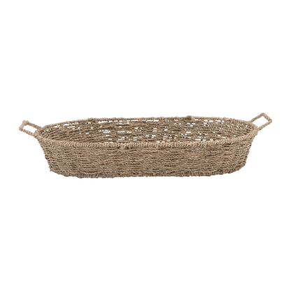 Hand-Woven Seagrass Decorative Tray with Handles
