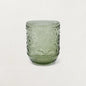 Embossed Green Floral Drinking Glass