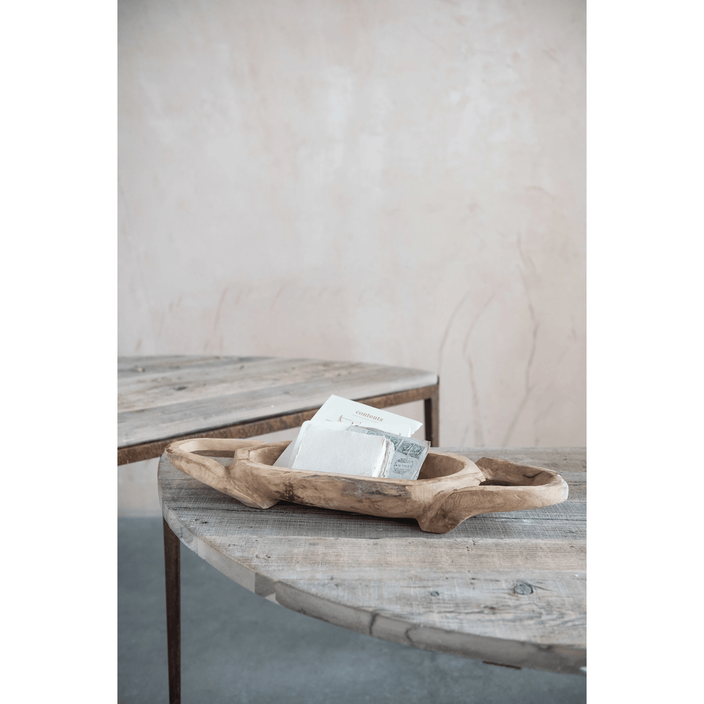 Decorative Hand-Carved Teakwood Tray with Handles