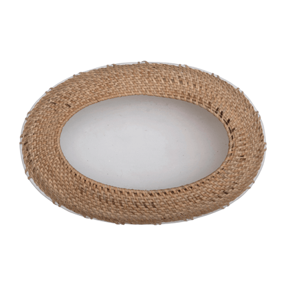 Benton Terracotta Planter with Hand-Woven Rattan Stitching