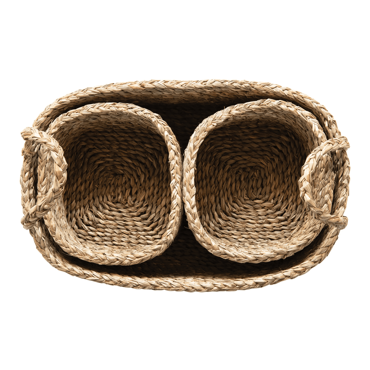 Seagrass Basket with Handles and Nested Baskets, Set of 3