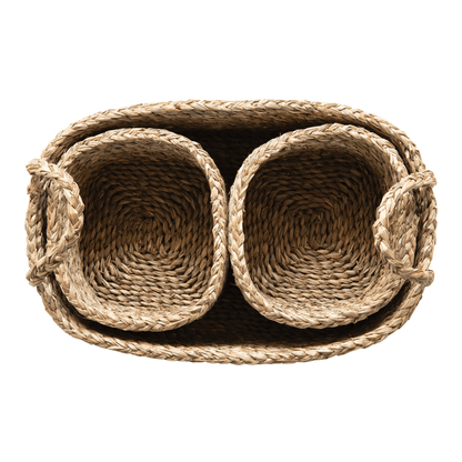 Seagrass Basket with Handles and Nested Baskets, Set of 3