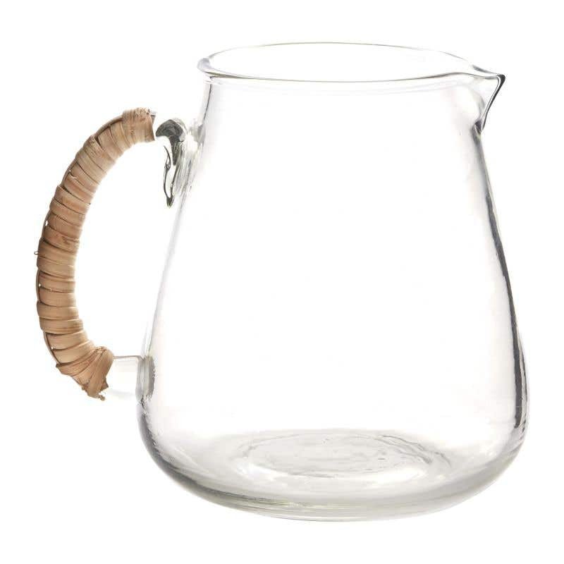Emily Glass Pitcher with Rattan-Wrapped Handle