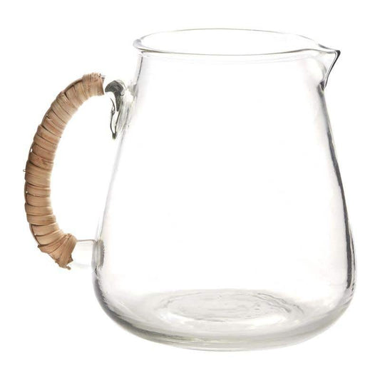 Emily Glass Pitcher with Rattan-Wrapped Handle