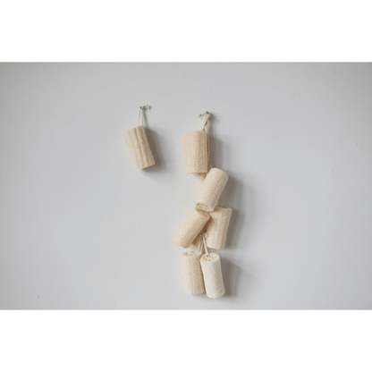 Loofah Brush with Cotton Rope Hanger, Natural