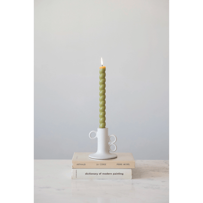 Stoneware Taper Candle Holder in White