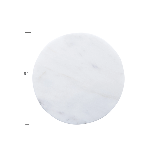 Marble Coaster Set with Wood Base, Set of 4