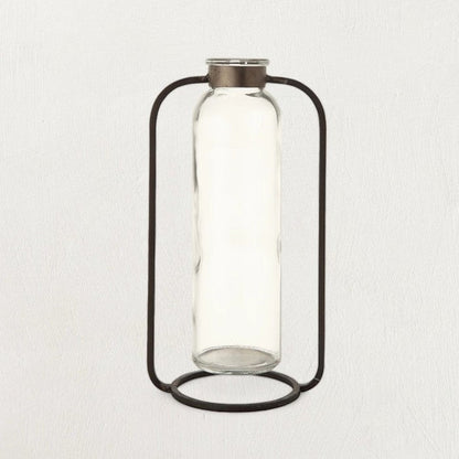 Glass Bud Vase in Metal Stand